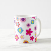 Farbenfrohe Blume Pattern Girly Kaffeetasse (VorderseiteRechts)