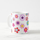 Farbenfrohe Blume Pattern Girly Kaffeetasse (Vorderseite Links)