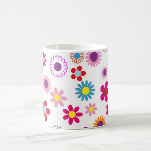 Farbenfrohe Blume Pattern Girly Kaffeetasse (Mittel)