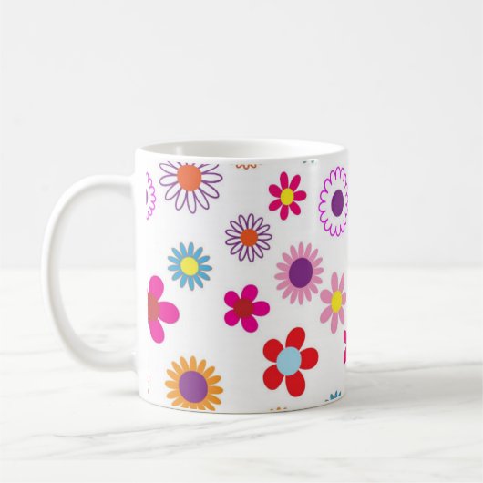 Farbenfrohe Blume Pattern Girly Kaffeetasse (Links)