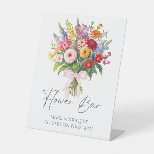 Farbenfrohe Blume Pink Bow machen Bouquet Bar Sockelschild (Vorderseite)