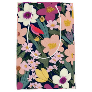 Farbenfrohe Blume pink hübsch Geschenk Tag Mittlere Geschenktüte
