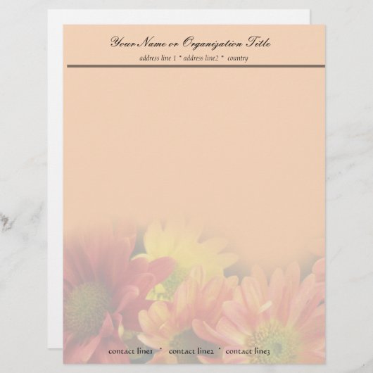 farbenfrohe Blume, rot, gelb, orange Briefbogen (Vorne/Hinten)