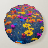 Farbenfrohe Blume Rundes Kissen (Rückseite)