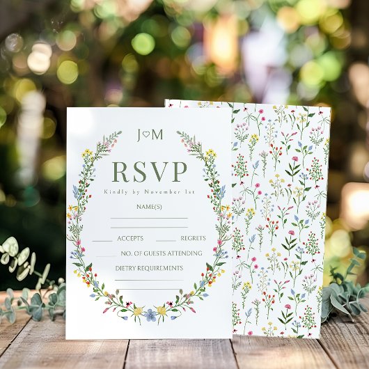 Farbenfrohe Blume Rustikale Hochzeitskarten RSVP Karte