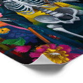 Farbenfrohe Blume Santa Muerte Poster (Ecke)