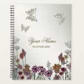 Farbenfrohe Blume Schmetterlinge Natur Rustikal Planer (Vorderseite)