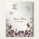 Farbenfrohe Blume Schmetterlinge Natur Rustikal Planer (Rückseite)