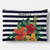 Farbenfrohe Blume Schwarz-weiß Streifen Personalis Zubehörtasche (Vorderseite)