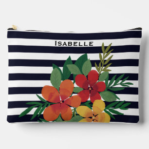 Farbenfrohe Blume Schwarz-weiß Streifen Personalis Zubehörtasche