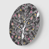 Farbenfrohe Blume: Schwarzer Baum Nahtlos Große Wanduhr (Winkel)