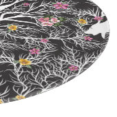 Farbenfrohe Blume: Schwarzer Baum Nahtlos Schneidebrett (Ecke)