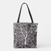 Farbenfrohe Blume: Schwarzer Baum Nahtlos Tasche (Rückseite)