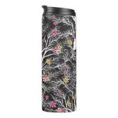 Farbenfrohe Blume: Schwarzer Baum Nahtlos Thermosbecher (Nach rechts gedreht)