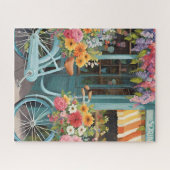 Farbenfrohe Blume Shop mit Bike Puzzle (Horizontal)