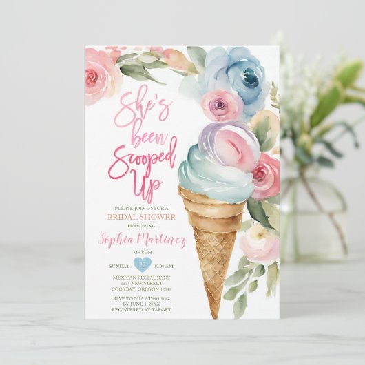 Farbenfrohe Blume Sommereis Brautparty Einladung (Stehend Vorderseite)