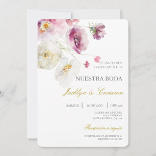 Farbenfrohe Blume Spanische Hochzeit Einladung