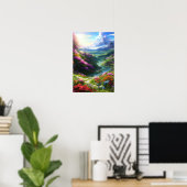 Farbenfrohe Blume Tal mit Lazy Stream Poster (Heimbüro)