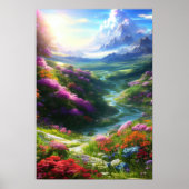 Farbenfrohe Blume Tal mit Lazy Stream Poster (Vorne)