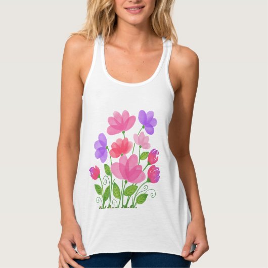 Farbenfrohe Blume Tank Top (Vorderseite)
