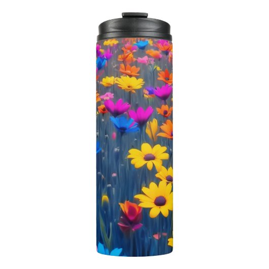 Farbenfrohe Blume Thermosbecher (Vorderseite)