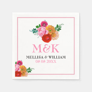 Farbenfrohe Blume Trendfarben Wasserfarben Hochzei Serviette