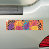 farbenfrohe Blume und Blätter auf schwarzem Hinter Autoaufkleber (Auf Auto)