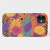 farbenfrohe Blume und Blätter auf schwarzem Hinter Case-Mate iPhone Hülle (Rückseite (Horizontal))