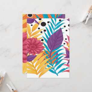 farbenfrohe Blume und Blätter auf schwarzem Hinter Einladung