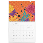 farbenfrohe Blume und Blätter auf schwarzem Hinter Kalender (Jan 2027)