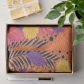 farbenfrohe Blume und Blätter auf schwarzem Hinter Seidenpapier (Geschenk)