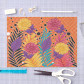 farbenfrohe Blume und Blätter auf schwarzem Hinter Seidenpapier (Handwerk)