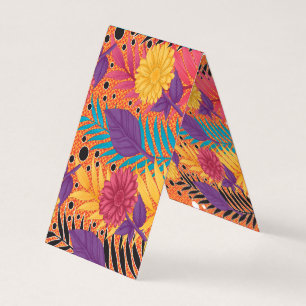 farbenfrohe Blume und Blätter auf schwarzem Hinter Visitenkarten