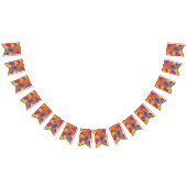 farbenfrohe Blume und Blätter auf schwarzem Hinter Wimpelkette (Alle)