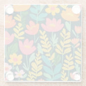 Farbenfrohe Blume und Blätter Glasuntersetzer (Rückseite)