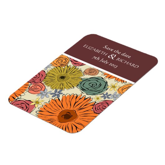 Farbenfrohe Blume und Blätter Magnet (Linke Seite)