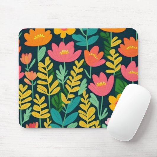 Farbenfrohe Blume und Blätter Mousepad (Mit Mouse)