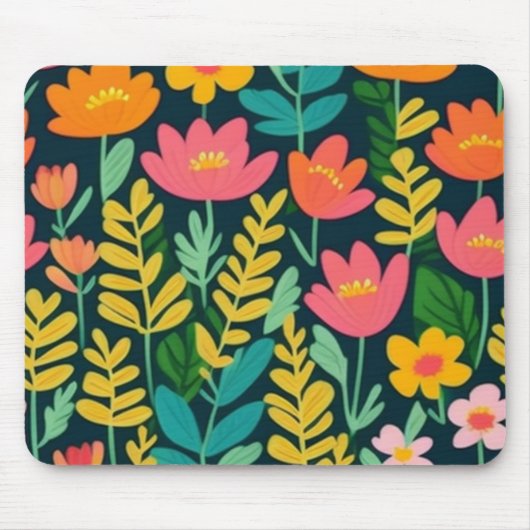 Farbenfrohe Blume und Blätter Mousepad (Vorne)