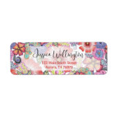 Farbenfrohe Blume und Blätter Rücksendeadresse (Vorne)