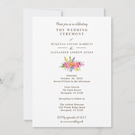 Farbenfrohe Blume und Foto in den Foliage Garland Einladung (Rückseite)