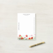 Farbenfrohe Blume und Rote Pfeffer Post-it Klebezettel (Auf Schreibtisch)