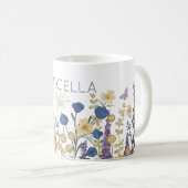 Farbenfrohe Blume und Schmetterlinge Individuelle Kaffeetasse (VorderseiteRechts)