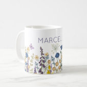 Farbenfrohe Blume und Schmetterlinge Individuelle Kaffeetasse (Vorderseite Links)