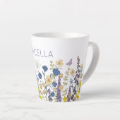 Farbenfrohe Blume und Schmetterlinge Individuelle Milchtasse (Rechte Ecke)