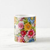 Farbenfrohe Blume und Schmetterlinge Kaffeetasse (Mittel)