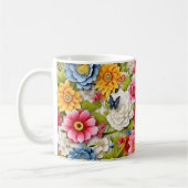 Farbenfrohe Blume und Schmetterlinge Kaffeetasse (Links)