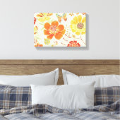 Farbenfrohe Blume und Schmetterlinge Leinwanddruck (Insitu (Schlafzimmer))
