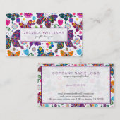 Farbenfrohe Blume und Schmetterlinge Muster Visitenkarte (Vorne/Hinten)