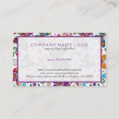 Farbenfrohe Blume und Schmetterlinge Muster Visitenkarte (Rückseite)