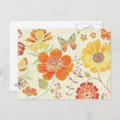 Farbenfrohe Blume und Schmetterlinge Postkarte (Vorne/Hinten)